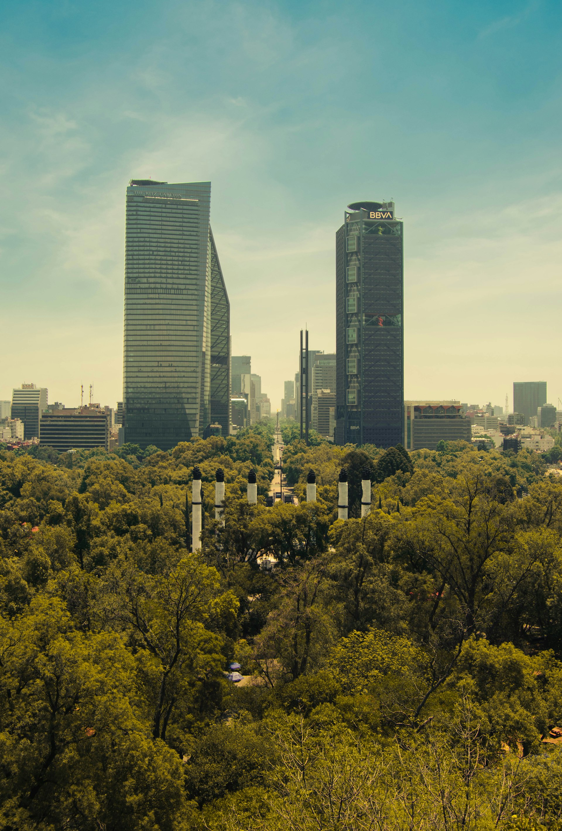 Mexico City financial district skyline at sunrise